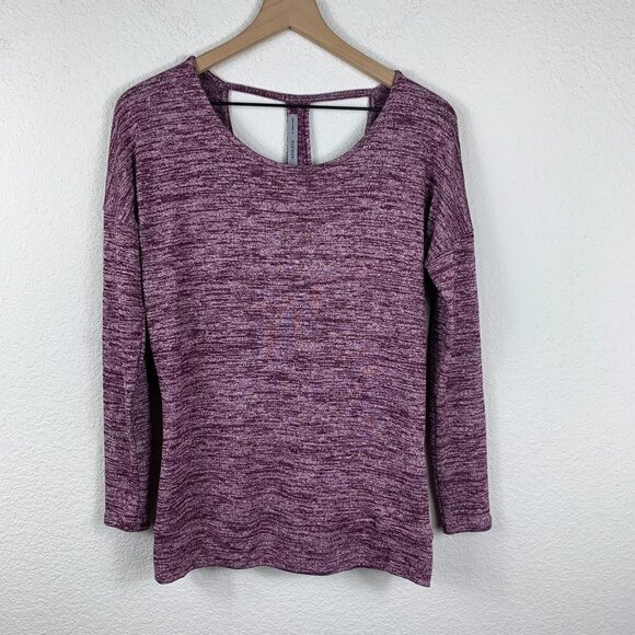 Athleta Heathered Purple Long Sleeve Layered Crossover T-Back Top Size Small - Picture 4 of 7